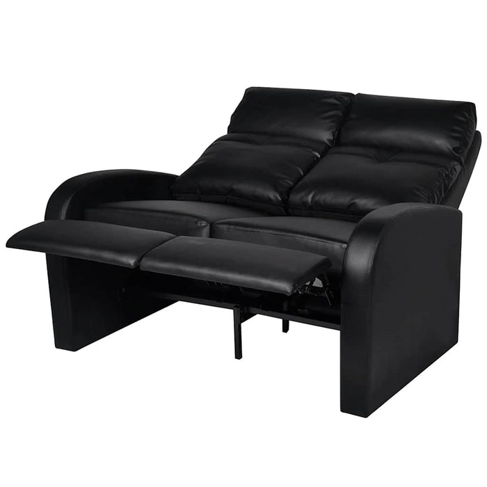 Fotoliu rabatabil cu 2 locuri, piele artificială, negru WALTI