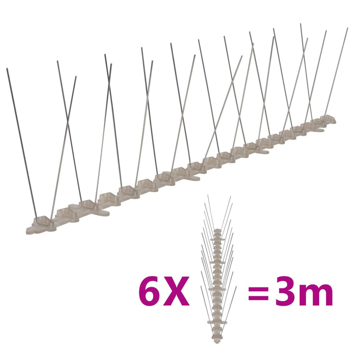 Set bandă cu țepi antipăsări cu 2 rânduri, 6 buc., plastic, 3 m - WALTI WALTI