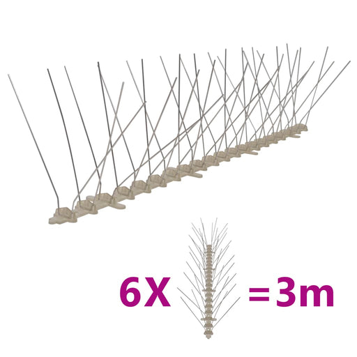 Set bandă cu țepi antipăsări cu 4 rânduri, 6 buc., plastic, 3 m - WALTI WALTI
