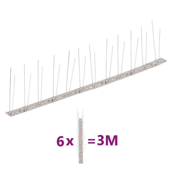 Set bandă cu țepi antipăsări cu 2 rânduri, 6 buc., oțel, 3 m - WALTI WALTI