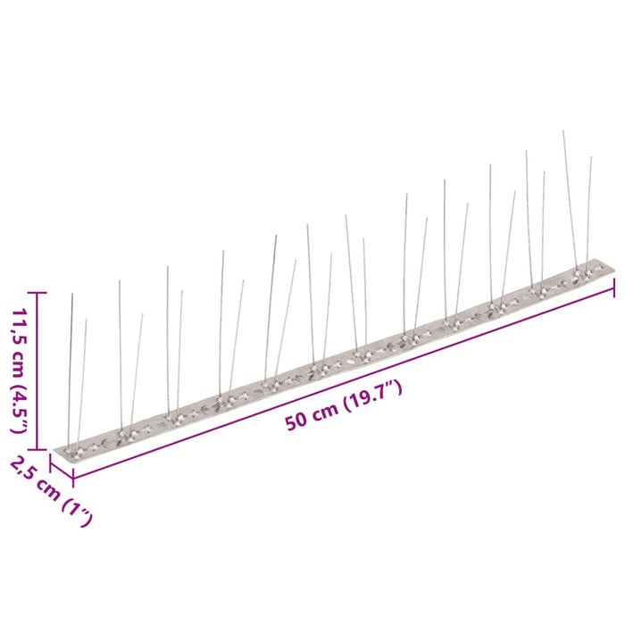 Set bandă cu țepi antipăsări cu 2 rânduri, 6 buc., oțel, 3 m - WALTI WALTI