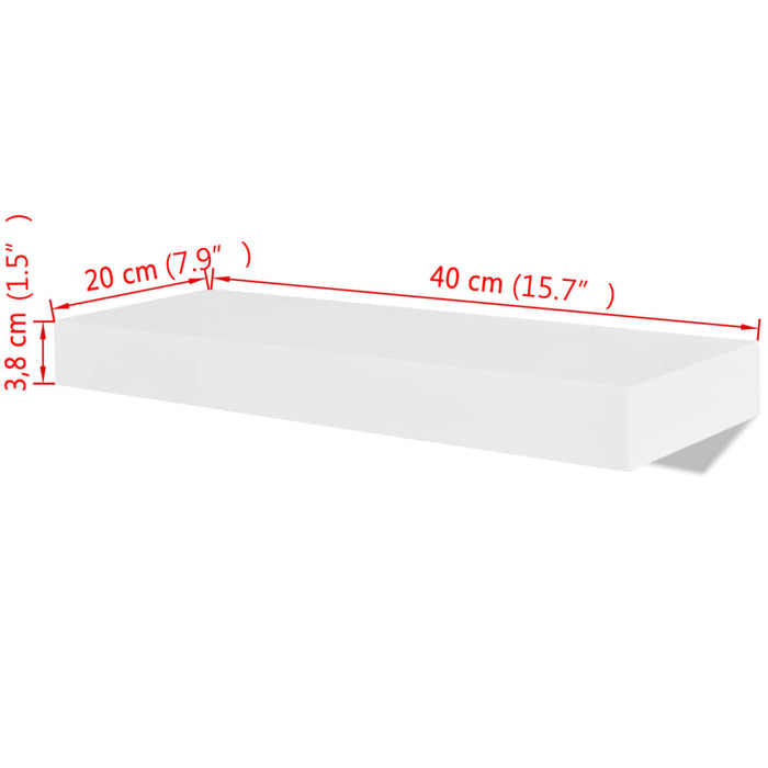 Raft suspendat de perete pentru depozitare cărți/DVD, 2 buc, alb, MDF - WALTI WALTI
