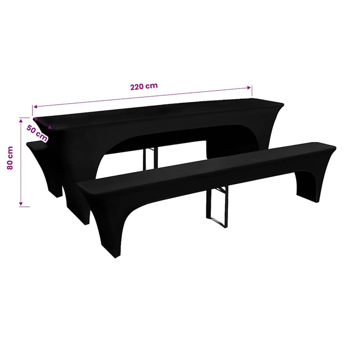 Set huse pentru masa de bere și băncuțe, 220x50x80 cm, negru, 3 buc. - WALTI WALTI