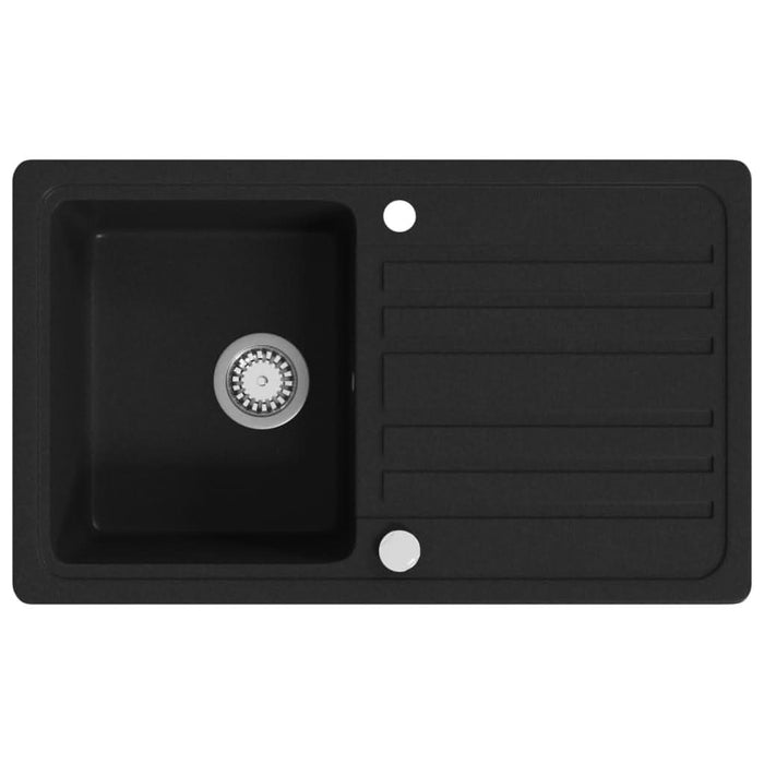 Chiuvetă bucătărie granit, bazin unic cu scurgere reversibilă, negru - WALTI WALTI