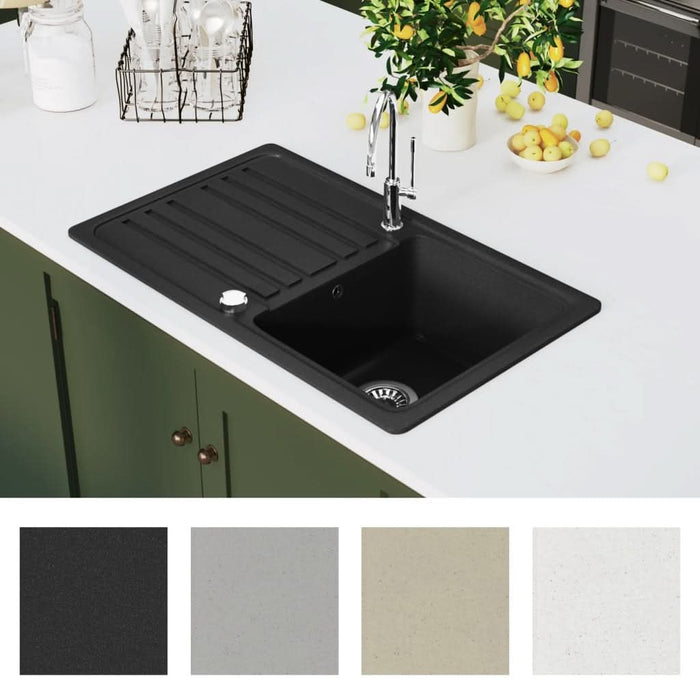 Chiuvetă bucătărie granit, bazin unic cu scurgere reversibilă, negru - WALTI WALTI
