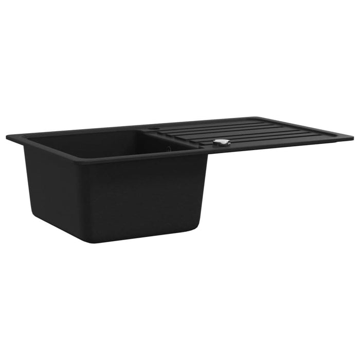 Chiuvetă bucătărie granit, bazin unic cu scurgere reversibilă, negru - WALTI WALTI