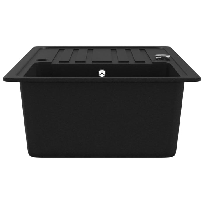 Chiuvetă bucătărie granit, bazin unic cu scurgere reversibilă, negru - WALTI WALTI