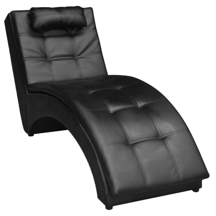 Șezlong cu pernă, negru, piele ecologică - WALTI WALTI