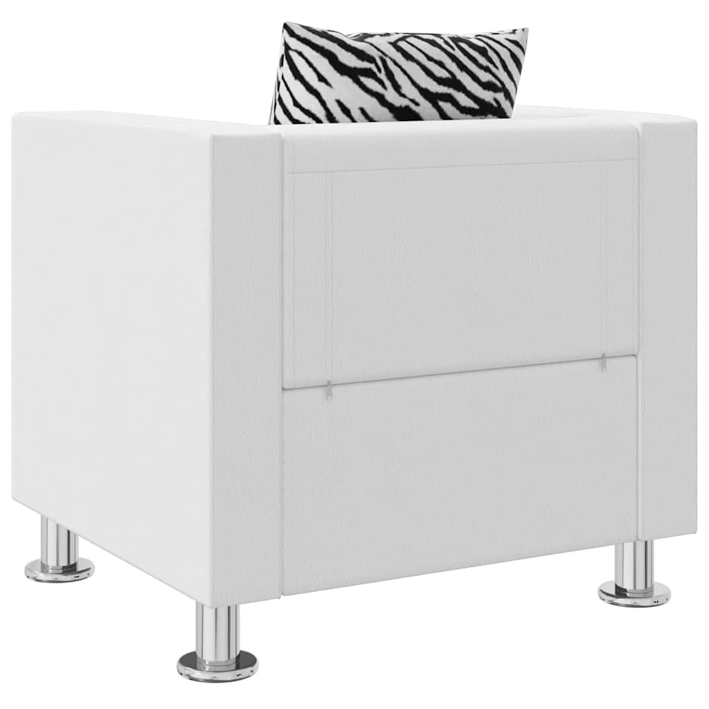 Fotoliu, alb, piele artificială - WALTI