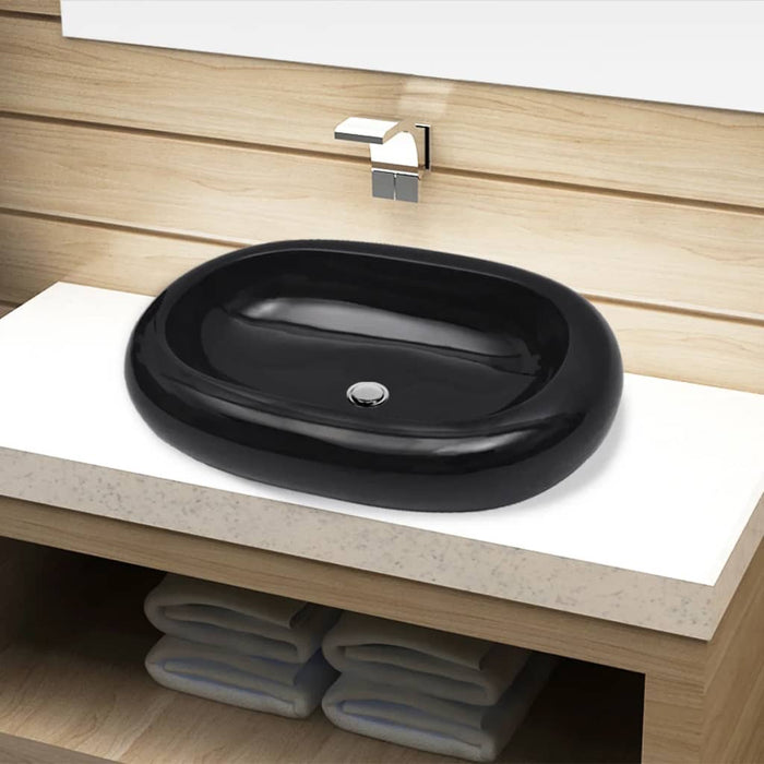 Chiuvetă de baie din ceramică, ovală, negru - WALTI WALTI
