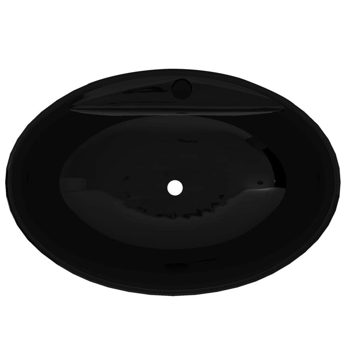 Chiuvetă baie, orificiu robinet/preaplin, negru, ceramică, oval - WALTI WALTI