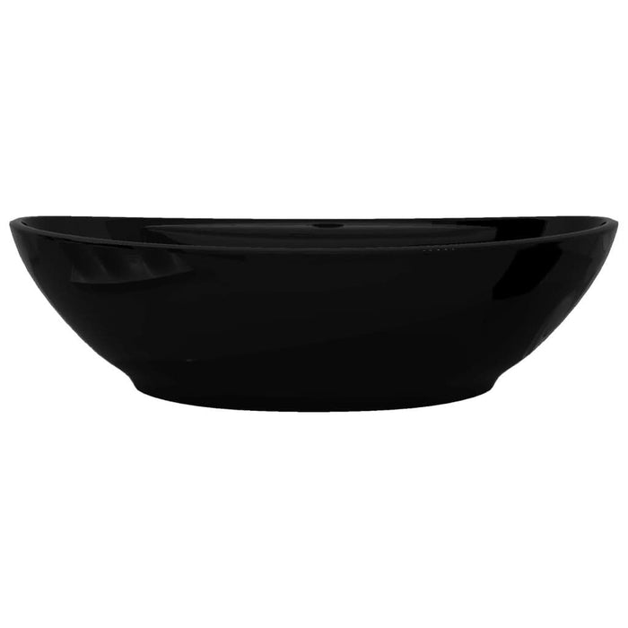 Chiuvetă baie, orificiu robinet/preaplin, negru, ceramică, oval - WALTI WALTI