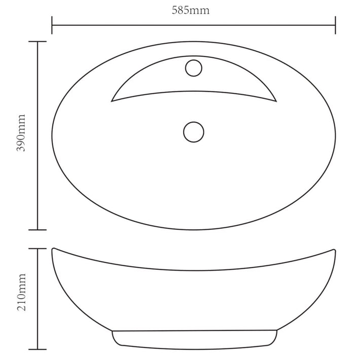 Chiuvetă baie, orificiu robinet/preaplin, negru, ceramică, oval - WALTI WALTI
