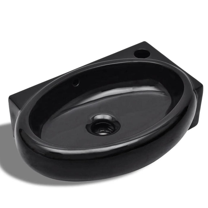Chiuvetă baie orificiu robinet/preaplin, negru, ceramică, rotund - WALTI WALTI