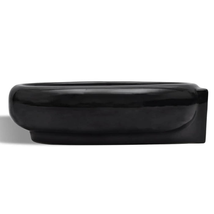 Chiuvetă baie orificiu robinet/preaplin, negru, ceramică, rotund - WALTI WALTI
