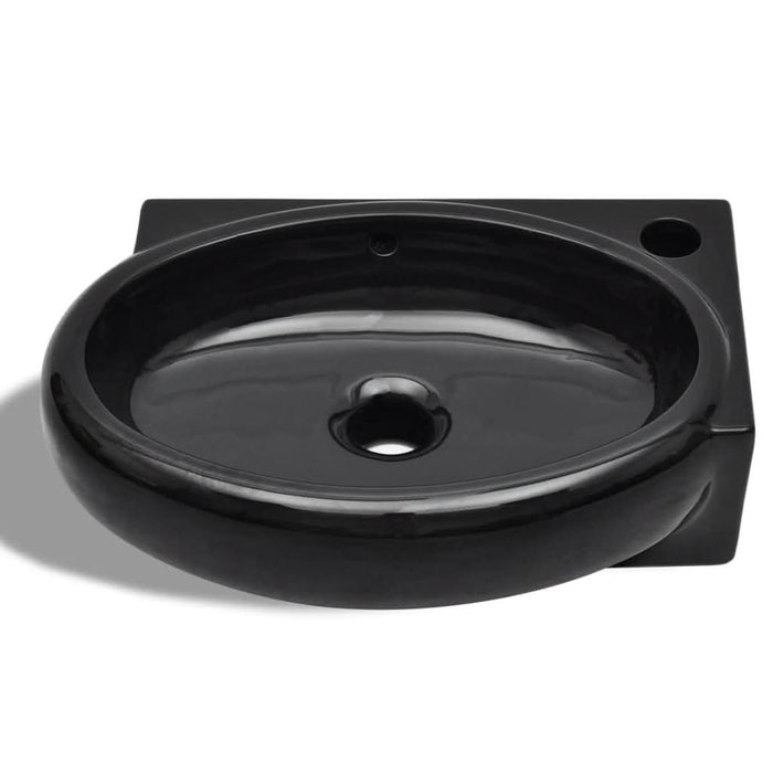 Chiuvetă baie orificiu robinet/preaplin, negru, ceramică, rotund - WALTI WALTI