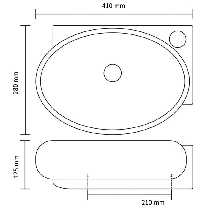 Chiuvetă baie orificiu robinet/preaplin, negru, ceramică, rotund - WALTI WALTI