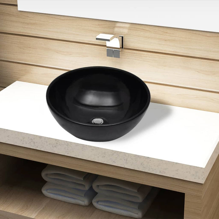 Chiuvetă ceramică pentru baie, rotundă, neagră - WALTI WALTI
