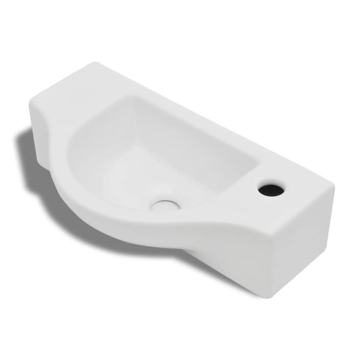 Chiuvetă de baie din ceramică, gaură pentru robinet și preaplin, alb - WALTI WALTI