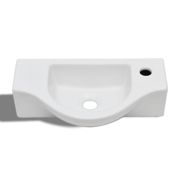 Chiuvetă de baie din ceramică, gaură pentru robinet și preaplin, alb - WALTI WALTI