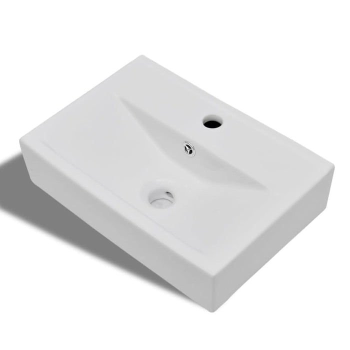 Chiuvetă baie alb ceramică dreptunghiular loc robinet/preaplin - WALTI WALTI