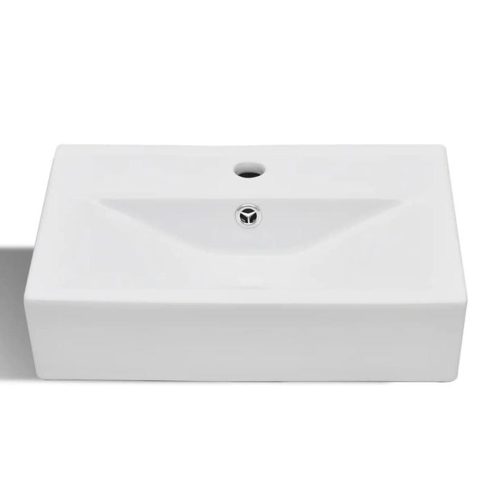 Chiuvetă baie alb ceramică dreptunghiular loc robinet/preaplin - WALTI WALTI