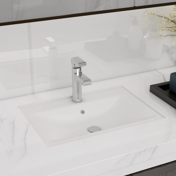 Chiuvetă baie alb ceramică dreptunghiular loc robinet/preaplin - WALTI WALTI