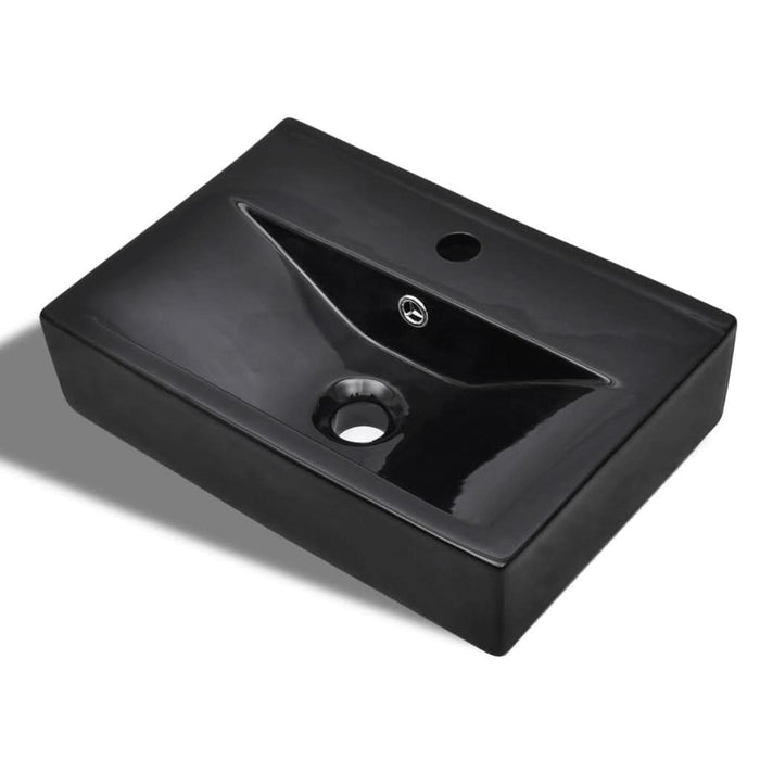Chiuvetă baie loc robinet/preaplin negru ceramic dreptunghiular - WALTI WALTI
