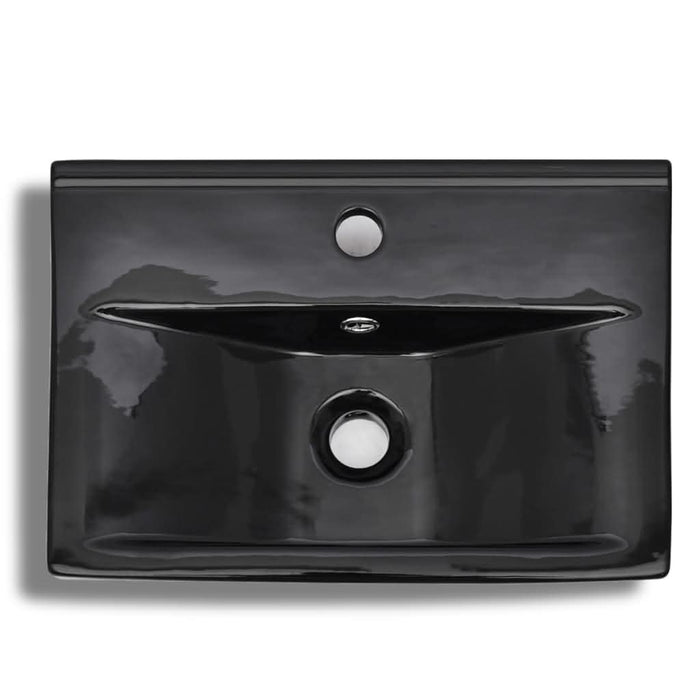 Chiuvetă baie loc robinet/preaplin negru ceramic dreptunghiular - WALTI WALTI