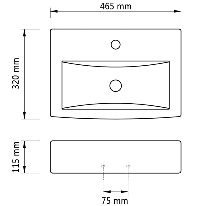 Chiuvetă baie loc robinet/preaplin negru ceramic dreptunghiular - WALTI WALTI