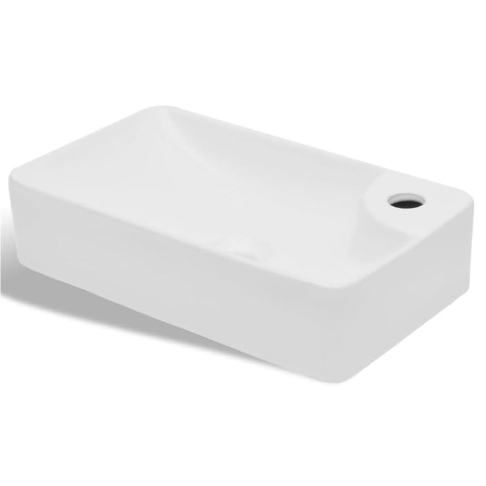Chiuvetă de baie din ceramică, cu orificiu pentru robinet, alb - WALTI WALTI