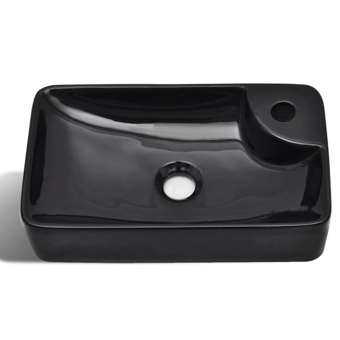 Chiuvetă de baie din ceramică cu gaură pentru robinet, negru - WALTI WALTI