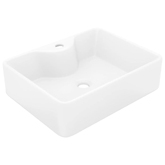 Chiuvetă de baie pătrată din ceramică cu gaură pentru robinet, alb - WALTI WALTI