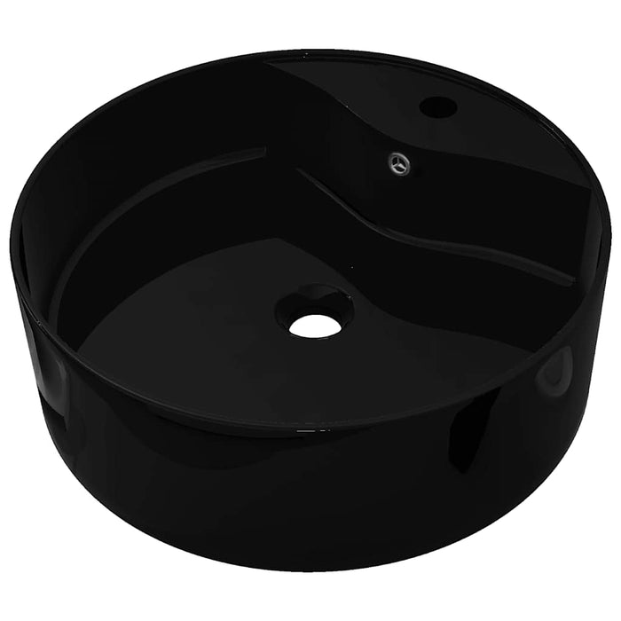 Bazin chiuvetă ceramică baie cu gaură robinet/preaplin, rotund, negru - WALTI WALTI
