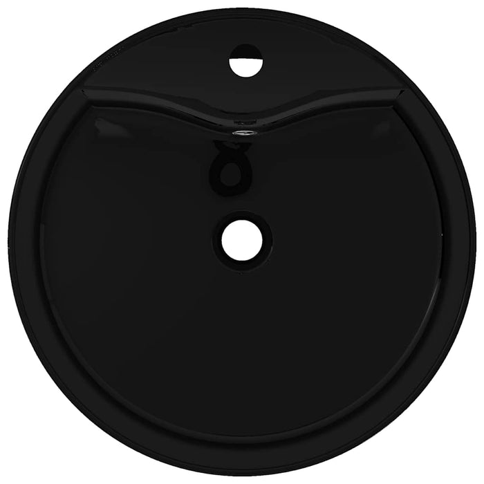 Bazin chiuvetă ceramică baie cu gaură robinet/preaplin, rotund, negru - WALTI WALTI