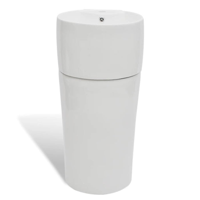 Chiuvetă baie cu suport, orificiu robinet/preaplin,rotund,ceramică,alb - WALTI WALTI