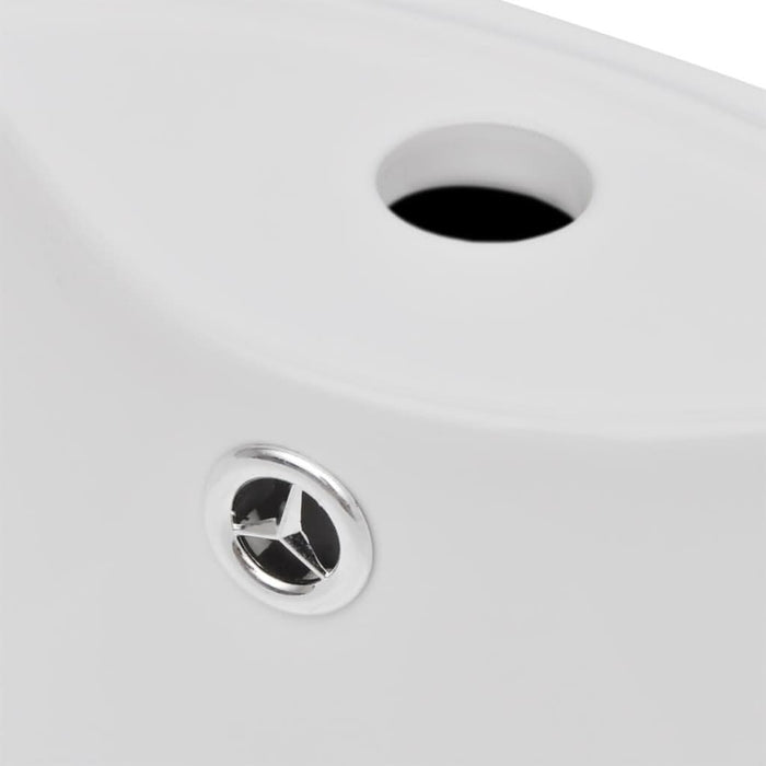 Chiuvetă baie cu suport, orificiu robinet/preaplin,rotund,ceramică,alb - WALTI WALTI
