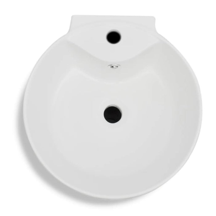 Chiuvetă baie cu suport, orificiu robinet/preaplin,rotund,ceramică,alb - WALTI WALTI
