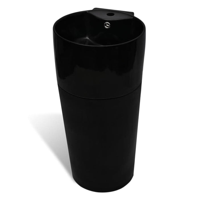 Chiuvetă baie suport, orificiu robinet/preaplin,rotund,ceramică,negru - WALTI WALTI