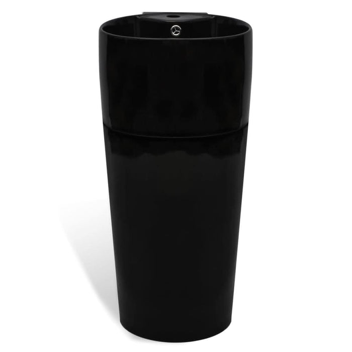 Chiuvetă baie suport, orificiu robinet/preaplin,rotund,ceramică,negru - WALTI WALTI
