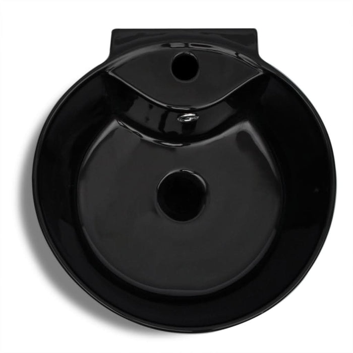 Chiuvetă baie suport, orificiu robinet/preaplin,rotund,ceramică,negru - WALTI WALTI