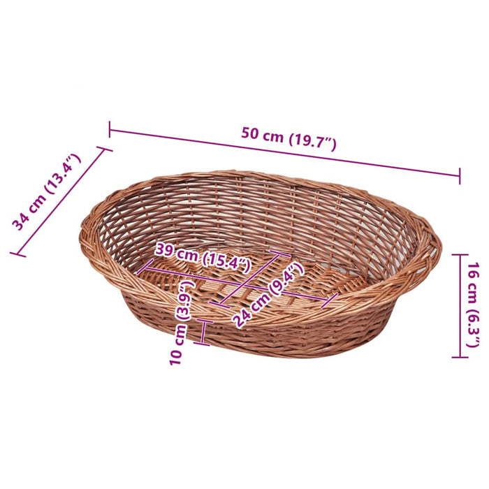 Coș/Pătuț de răchită pentru câini/animale de casă, 50 cm, natural - WALTI WALTI