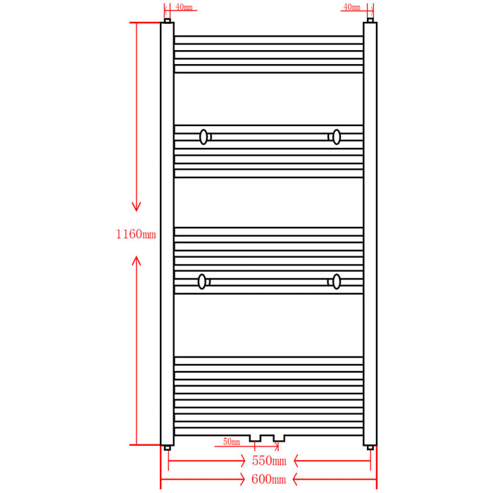 Radiator port-prosop încălzire centrală baie, drept, gri, 600x1160 mm - WALTI WALTI