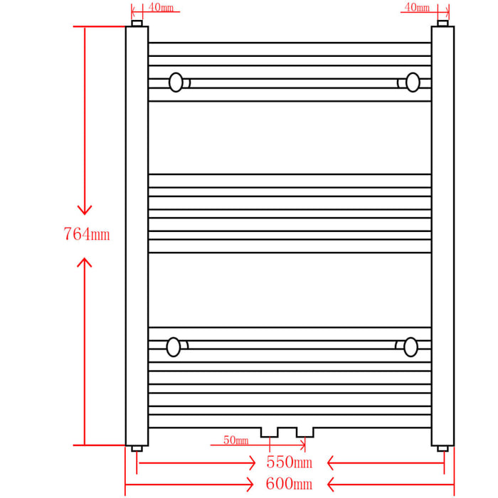 Radiator port-prosop încălzire centrală baie drept negru 600 x 764 mm - WALTI WALTI