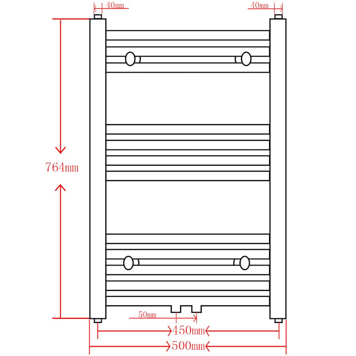 Radiator port-prosop încălzire baie, curbat, negru, 500 x 764 mm WALTI