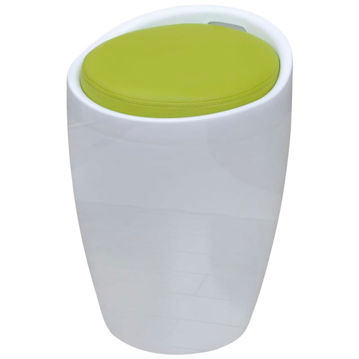 Taburet, alb și verde, piele ecologică WALTI