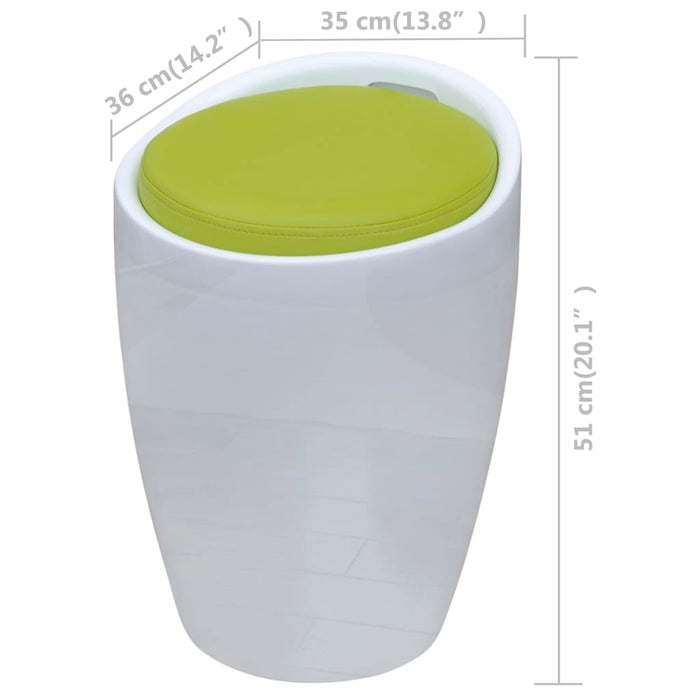 Taburet, alb și verde, piele ecologică WALTI