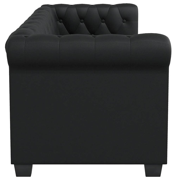 Canapea Chesterfield cu 2 locuri, piele artificială, negru - WALTI WALTI