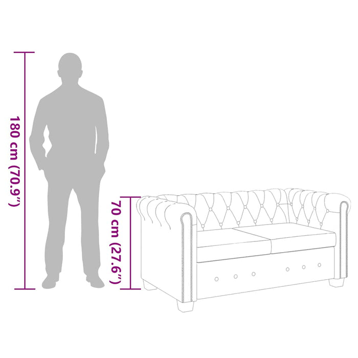 Canapea Chesterfield cu 2 locuri, piele artificială, negru - WALTI WALTI