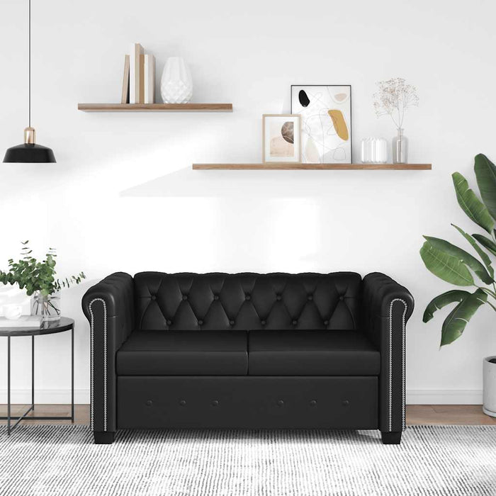 Canapea Chesterfield cu 2 locuri, piele artificială, negru - WALTI WALTI